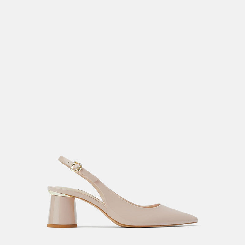 Nude Block Heels Dew Heel Low-Cut High Heels Summer Mid Heel Pumps