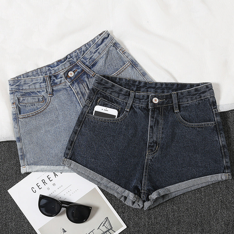 Women Jean Shorts High Waist Denim Shorts Women's Summer Loose Black Gray Wide Leg Pants
