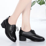 Women's Black Dress Shoes Spring and Autumn Leather Shoes