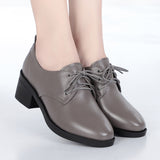 Women's Black Dress Shoes Spring and Autumn Leather Shoes