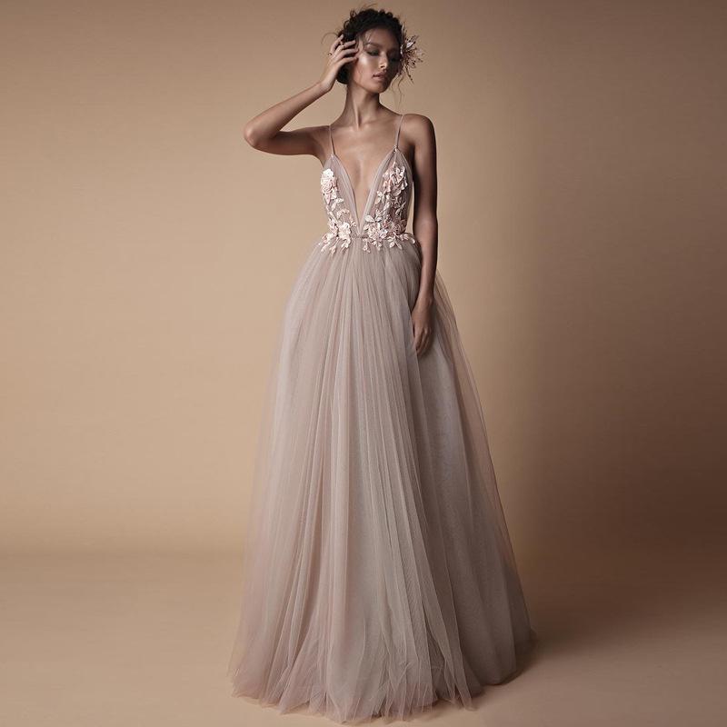 See through Wedding Dress Women's Party Sling Bridesmaid Dress Wedding Dress