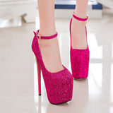 Hot Pink Heels Spring/Summer Super High Thin Heeled Shoes 20cm