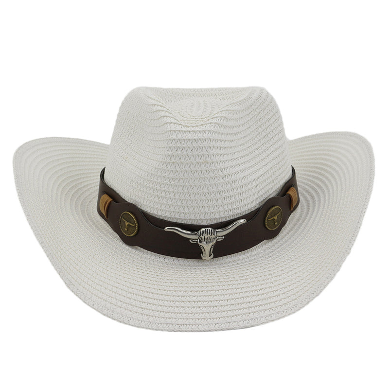Black Cowboy Hat Outdoor Seaside Beach Hat Straw Cowboy Hat