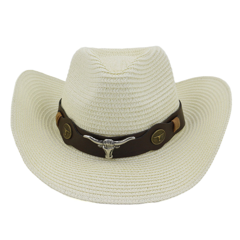 Black Cowboy Hat Outdoor Seaside Beach Hat Straw Cowboy Hat