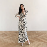 Gloria Vanderbilt Beach One-Piece Black and White Printed 3/4 Sleeves