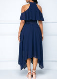 MIDI Mauve Wrap Dress Halter Off-the-Shoulder Dress