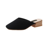 Women Open Toe Sandals Flats Summer Chunky Heel Fashion Mid Heel Slippers