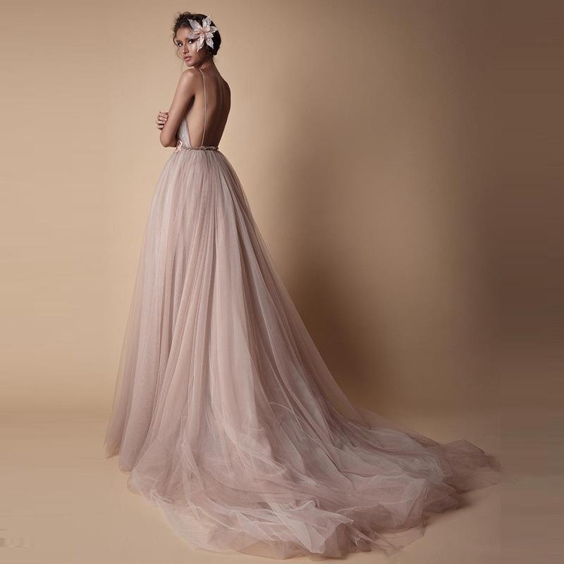 See through Wedding Dress Women's Party Sling Bridesmaid Dress Wedding Dress