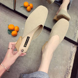 Women Open Toe Sandals Flats Summer Chunky Heel Fashion Mid Heel Slippers