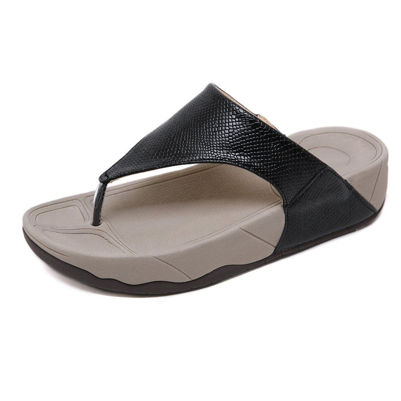 Fancy Sandals Snakeskin Leopard Wedge Large Size Flip Flops Women's Shoes