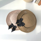 Straw Hat Spring and Summer Casual Solid Color Bow Princess Bucket Hat