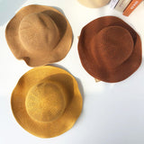 Straw Hat Spring and Summer Thin Solid Color Fisherman Hat for Women