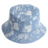 Denim Bucket Hat Fishing Cap Cotton Print Fisherman Hat Personality Sunlight Blocker for Summer Men