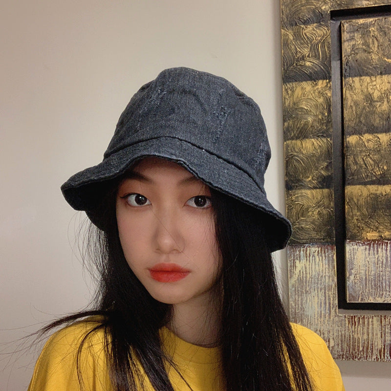 Denim Bucket Hat Fishing Cap Cotton Print Fisherman Hat Hat Baby Boy and Girl Summer Foldable Sun Hat Tide