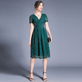 Betty Draper Valentine's Day Dress Women's Summer Lace Short Sleeve V-neck Dress