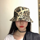 Bucket Hat Fishing Cap Cotton Print Fisherman Hat Men and Women Outdoor Pure Black Hat