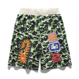 Bathing Ape Shorts Trendy Brand Camouflage Teeth Printed Men's Cotton Shorts