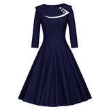 Regency Dress Long Sleeve Court Elegant Stitching Large Swing Skirt