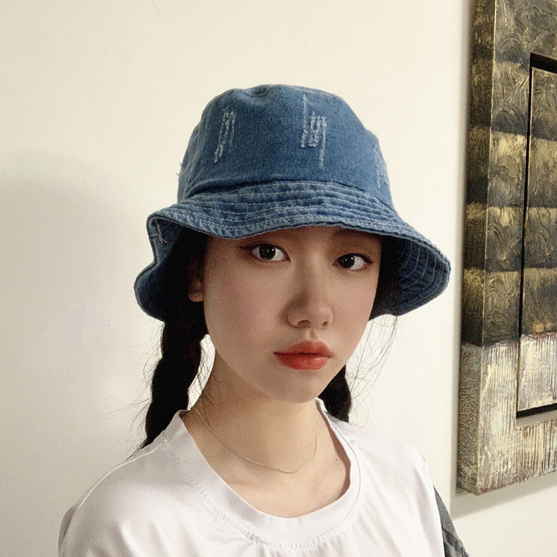 Denim Bucket Hat Fishing Cap Cotton Print Fisherman Hat Hat Baby Boy and Girl Summer Foldable Sun Hat Tide