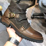 Yellowstone Cowboy Boots Men 'S High-Top Boots Large Size Winter Brown Round Toe Dr. Martens Boots