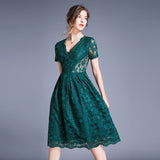 Betty Draper Valentine's Day Dress Women's Summer Lace Short Sleeve V-neck Dress