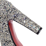 Red Bottom Heels Spring and Autumn New Large Size Princess Crystal White Wedding Shoes