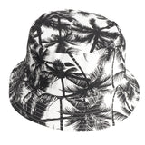 Bucket Hat Fishing Cap Cotton Print Fisherman Hat Black and White Simple Coconut Tree Casual Sun-Proof Sunshade