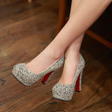 Red Bottom Heels Spring and Autumn New Large Size Princess Crystal White Wedding Shoes