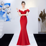 Burgundy Dress Formal Red Dress Wedding Evening Dress Women