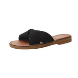 Women Open Toe Sandals Flats Summer Fashion Slippers Flat Heel Cross Sandals