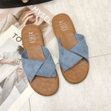 Women Open Toe Sandals Flats Summer Fashion Slippers Flat Heel Cross Sandals