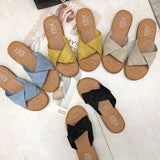 Women Open Toe Sandals Flats Summer Fashion Slippers Flat Heel Cross Sandals