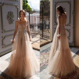 See through Wedding Dress Women's Dress Sexy Deep V See-through Formal Dress