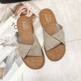 Women Open Toe Sandals Flats Summer Fashion Slippers Flat Heel Cross Sandals