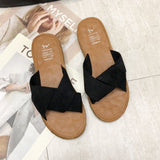 Women Open Toe Sandals Flats Summer Fashion Slippers Flat Heel Cross Sandals