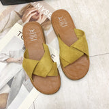 Women Open Toe Sandals Flats Summer Fashion Slippers Flat Heel Cross Sandals