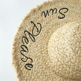 Straw Hat Sunscreen Embroidery Big Brim Beach Hat