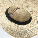 Straw Hat Sunscreen Embroidery Big Brim Beach Hat