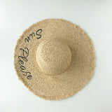 Straw Hat Sunscreen Embroidery Big Brim Beach Hat