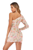 Kendall Jenner Wedding Guest Dress Sexy One-Shoulder Printed Tassel Sequins
