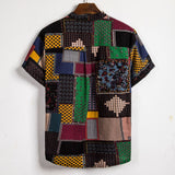 Camp Collar Shirt Short Sleeve Floral Stitching