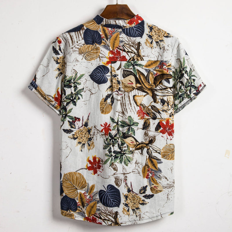 Camp Collar Shirt Short Sleeve Shirt Printing Color Contrast