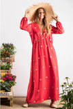 Beth Dutton Bohemian Dress Winter Autumn Maxi Dresses Embroidery Vacation Style Maxi Dress