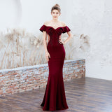 Burgundy Dress Formal Red Dress Wedding Evening Dress Women