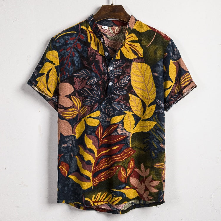 Camp Collar Shirt Short Sleeve Shirt Ethnic Style