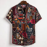 Camp Collar Shirt Floral Pattern Slim-Fit Printed Short Sleeve