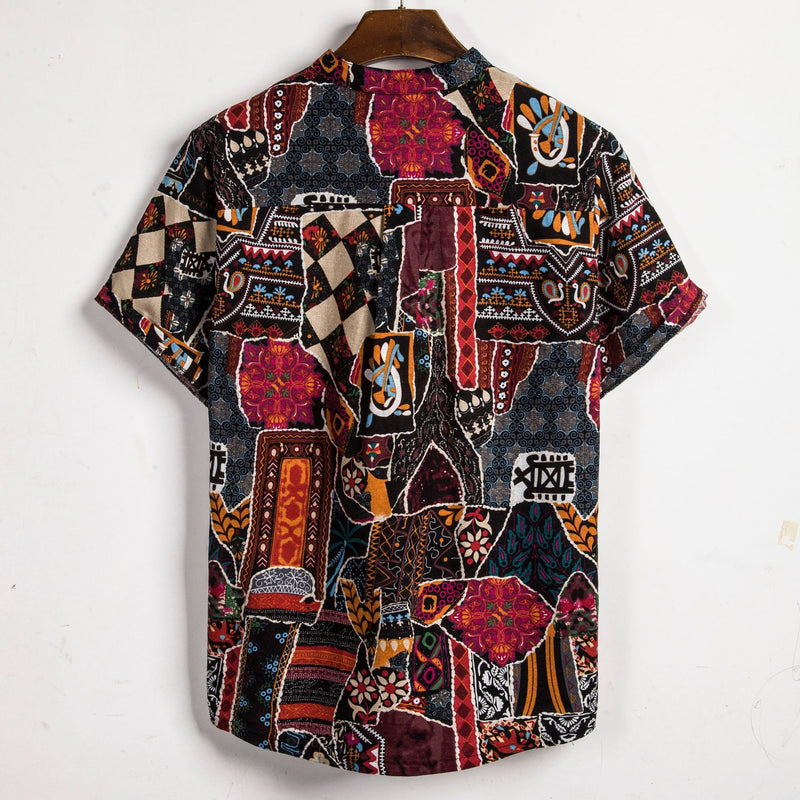 Camp Collar Shirt Floral Pattern Slim-Fit Printed Short Sleeve