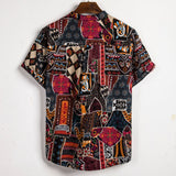 Camp Collar Shirt Floral Pattern Slim-Fit Printed Short Sleeve