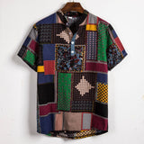 Camp Collar Shirt Short Sleeve Floral Stitching