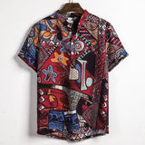 Camp Collar Shirt Short Sleeve Shirt Ethnic Style